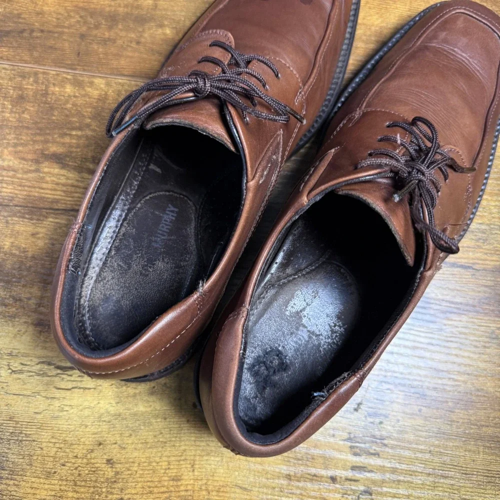 Johnston & Murphy J&M Flex Brown Leather Bicycle Toe Derby Mens 11.5